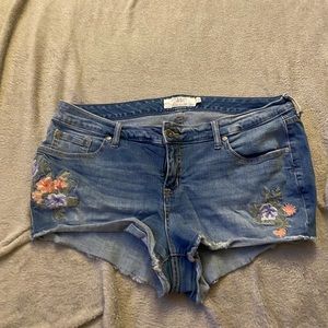 Torrid Embroidered Denim Short Shorts